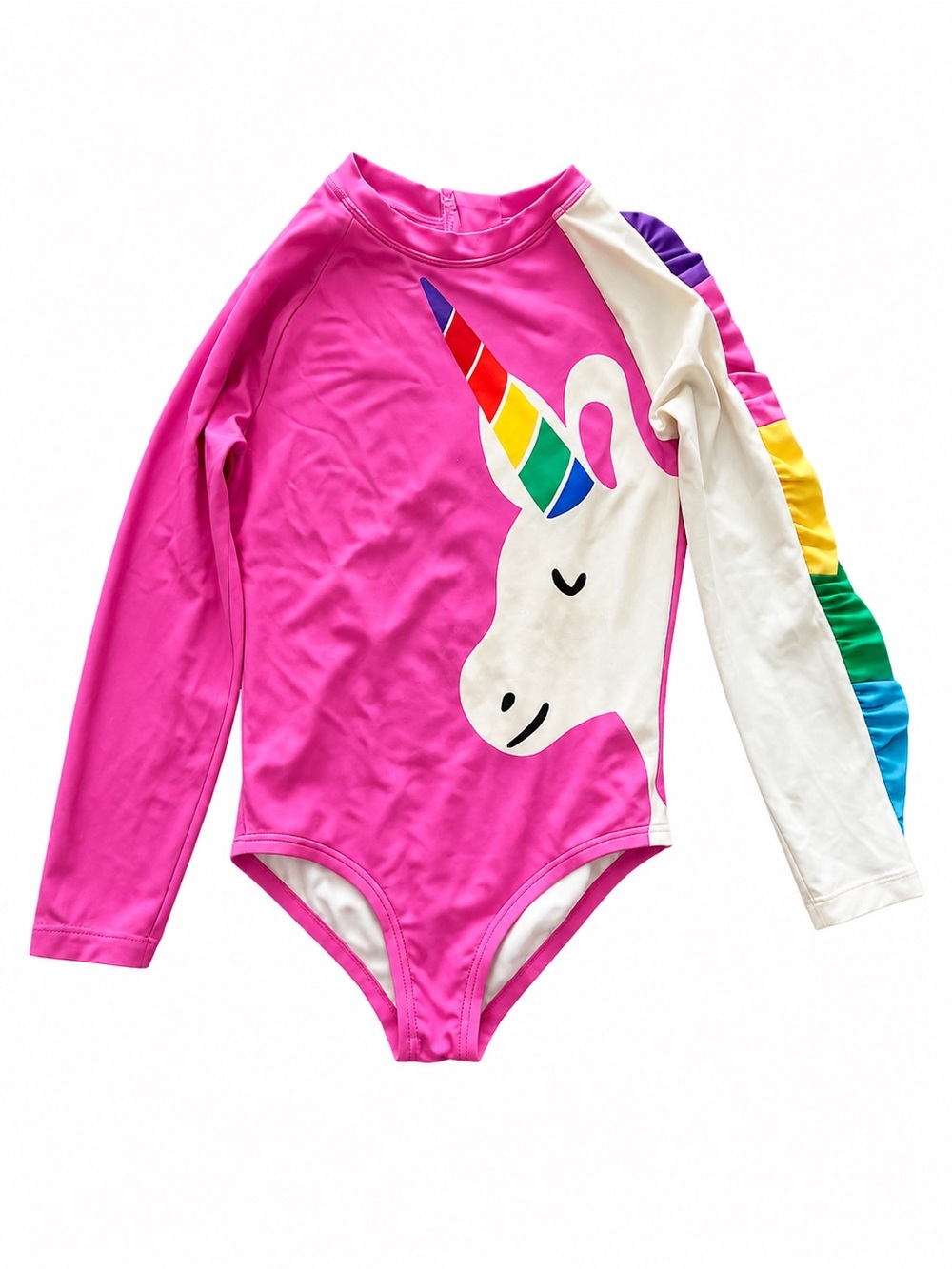 Hanna Andersson Unicorn Long-Sleeve Rash Guard Swimsuit - Pink